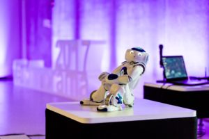 Eksponuojamas robotas parodoje, 2021 metų „Technorama".