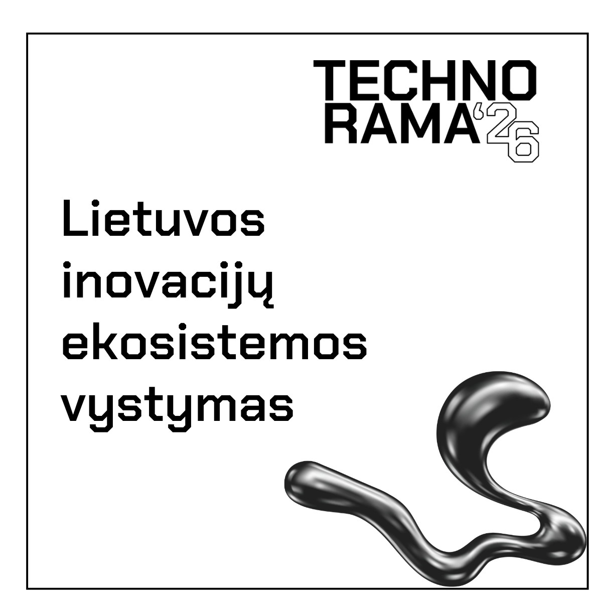 Vizuale nurodomos inovacijų parodos vertės partneriams, parodos logotipas ir stilizuotas geltonos spalvos renginio vizualinis elementas. Tekstas skelbia: &bdquo;Technorama&ldquo; inovacijų nauda partneriams &ndash; Lieuvos inovacijų ekosistemos vystymas.